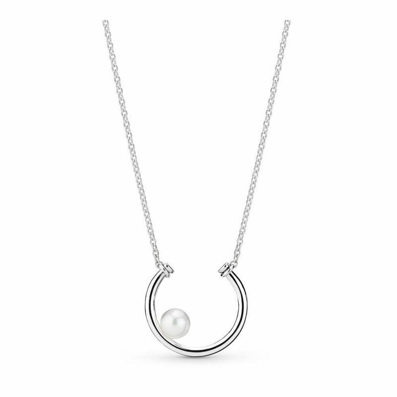 Pandora Contemporary Pearl Necklace Clearance NZ, Sterling Silver (075184-UXR)